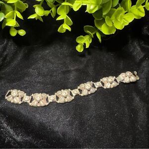 Vintage Mexico Stamped CBR Sterling Silver Flower bracelet 0034 hand wrought